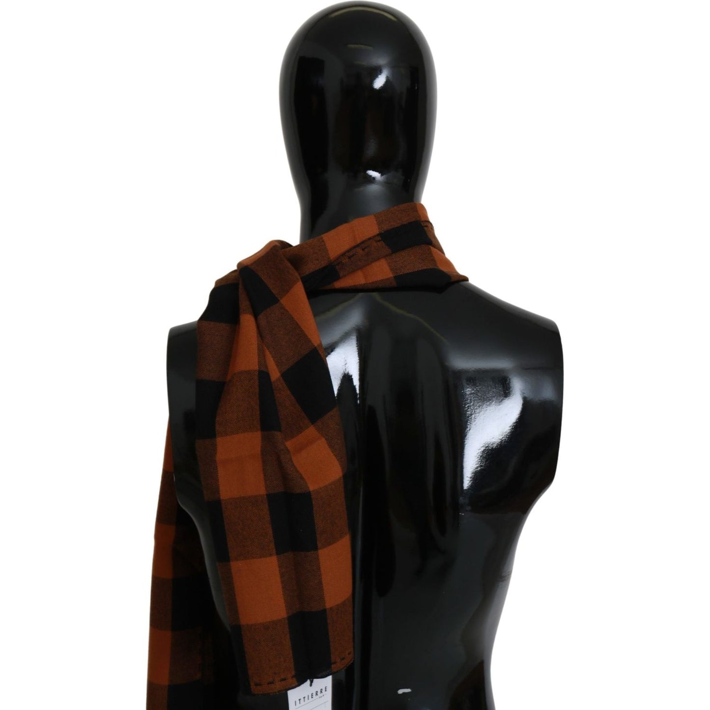 Costume National Orange Check Neck Wrap Shawl Scarf Costume National