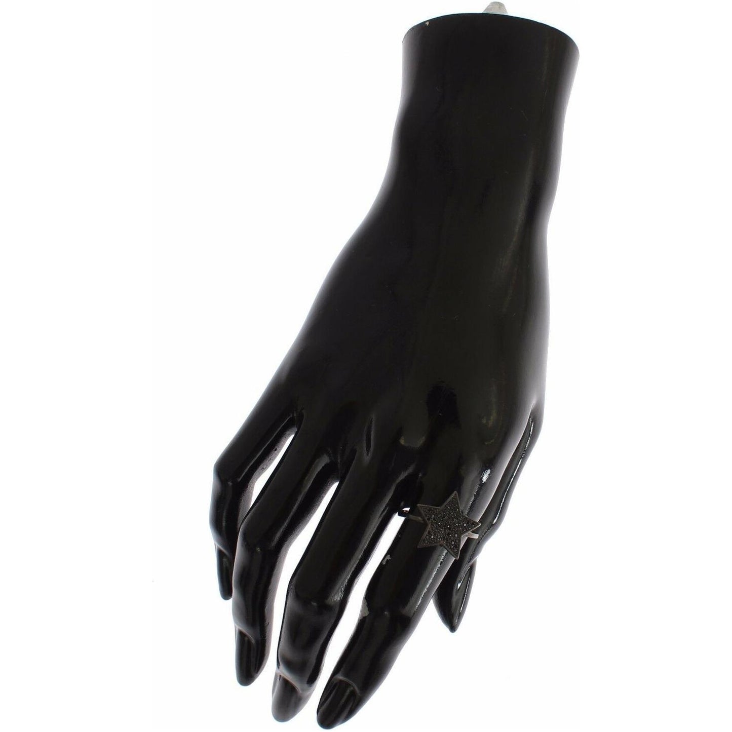 Nialaya Black CZ Star 925 Silver Womens Ring Nialaya