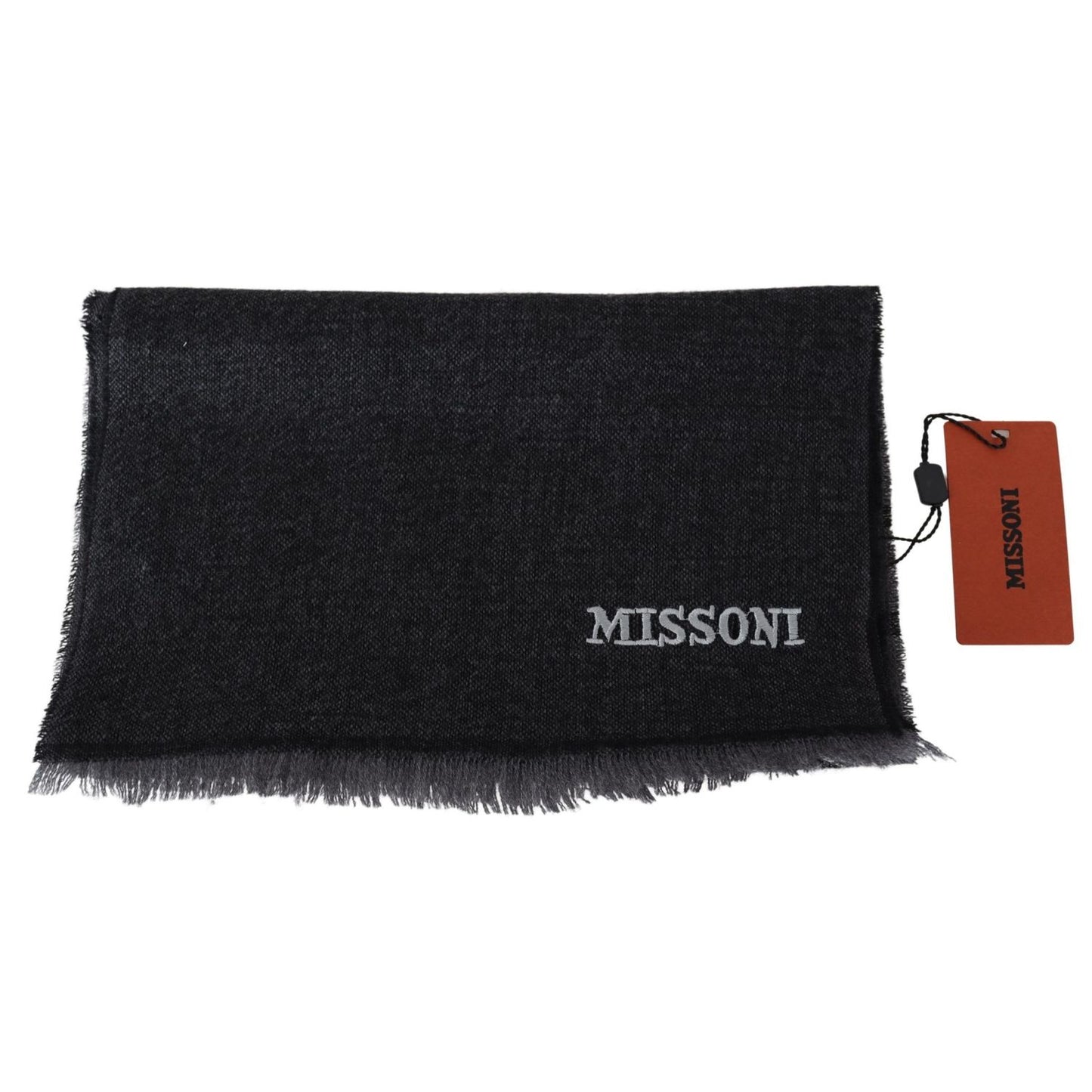 Missoni Black Striped Wool Unisex Neck Wrap Scarf Missoni