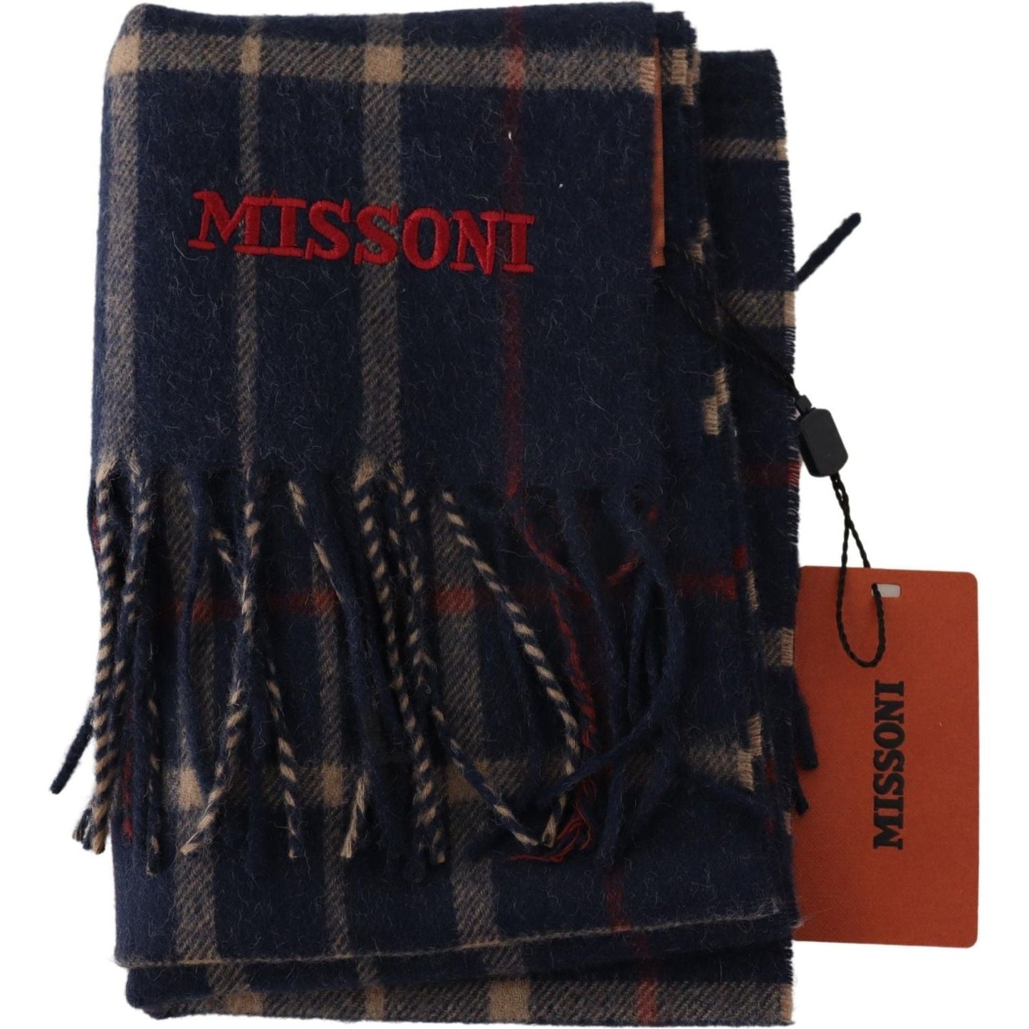 Missoni Black Checkered Unisex Neck Wrap Fringes Scarf Missoni