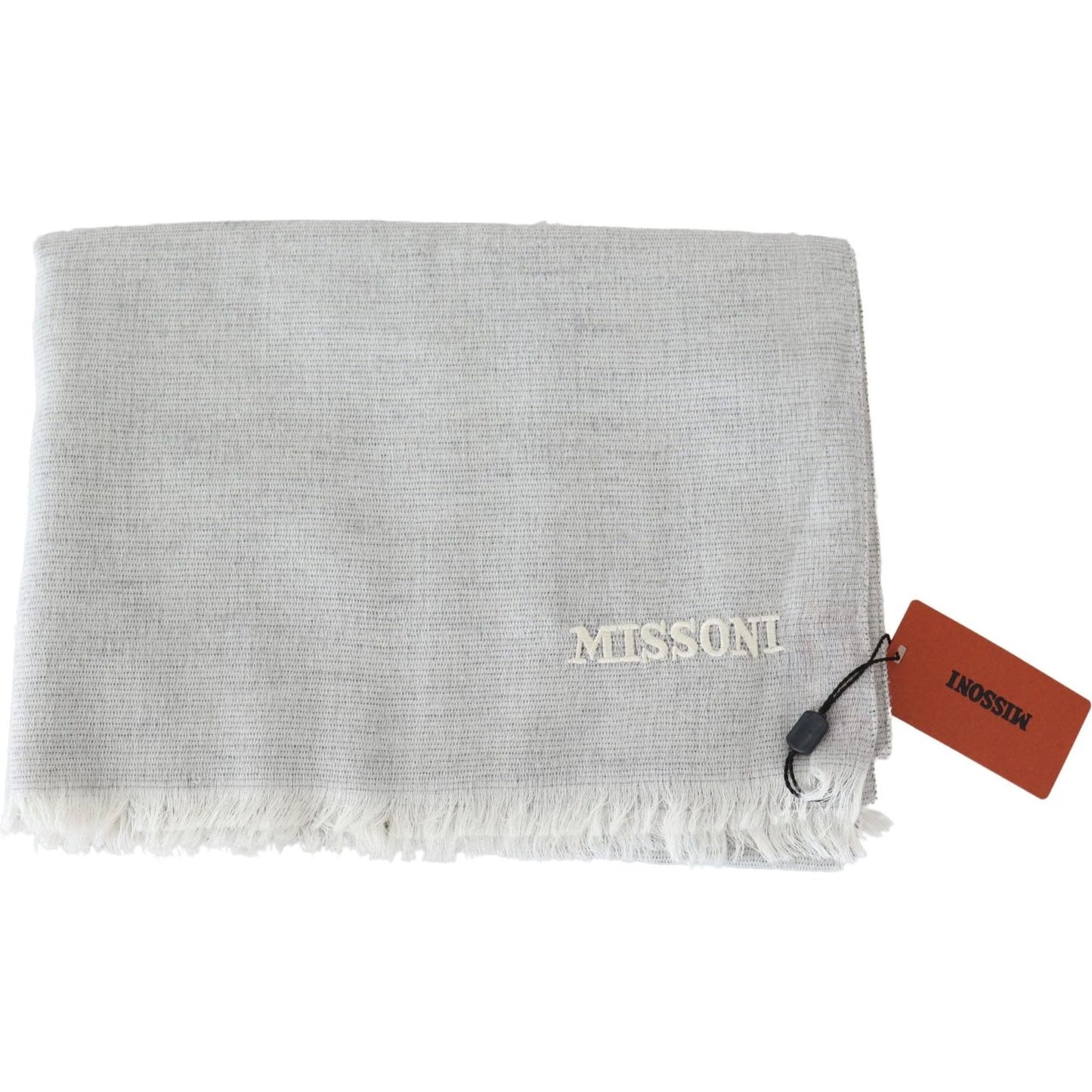 Missoni Gray Wool Knit Unisex Neck Wrap Scarf Missoni