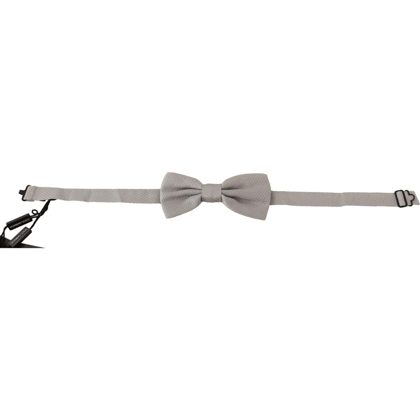 Dolce & Gabbana Silver Gray 100% Silk Adjustable Neck Papillon Bow Tie Dolce & Gabbana