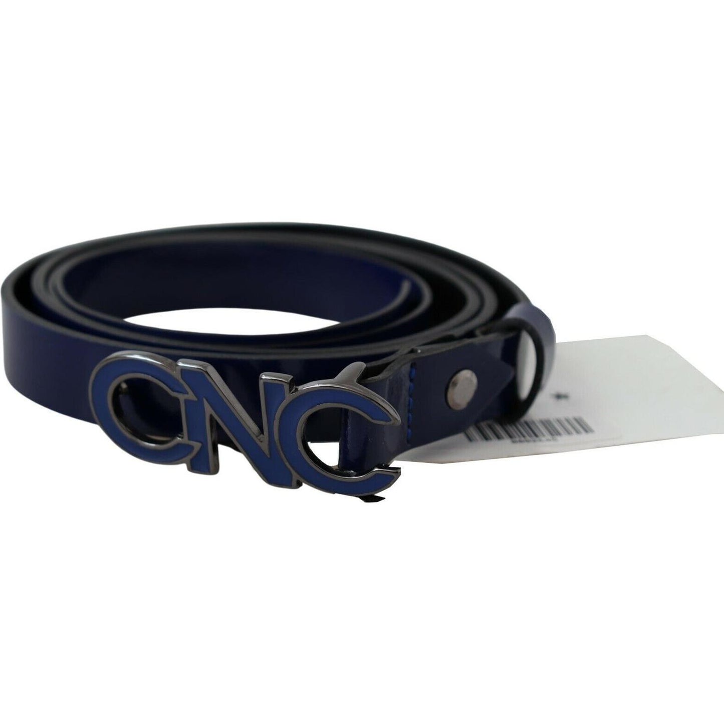 Costume National Blue Leather Logo Skinny Fashion Belt Costume National