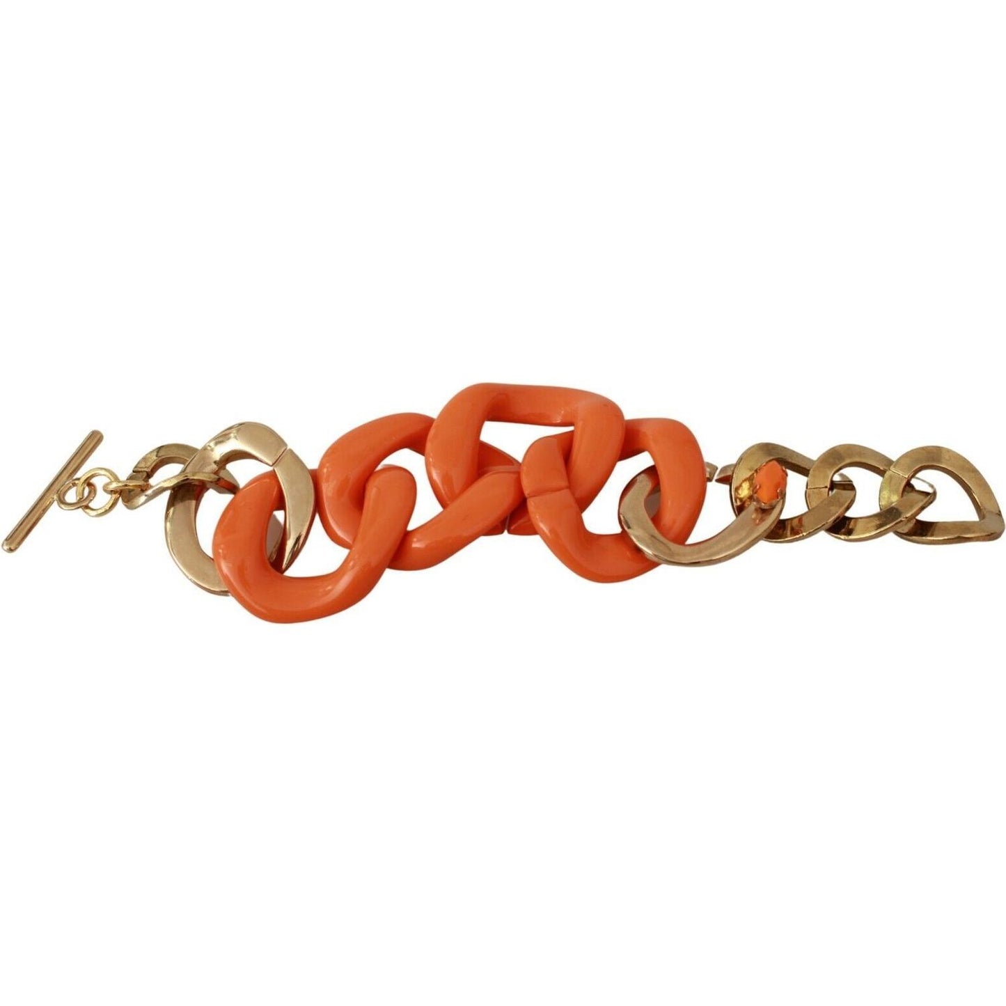 Ermanno Scervino Gold Orange Chain Wide Brass Plastic Bracelet Ermanno Scervino