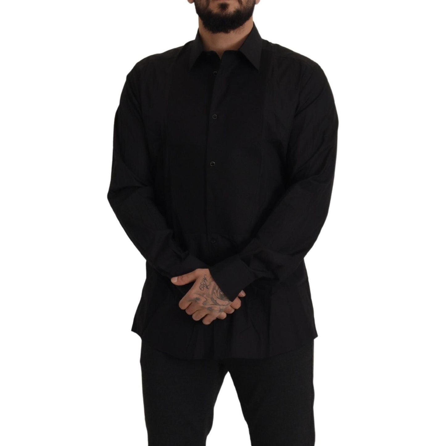 Dolce & Gabbana Black GOLD Slim Fit Tuxedo Dress Shirt