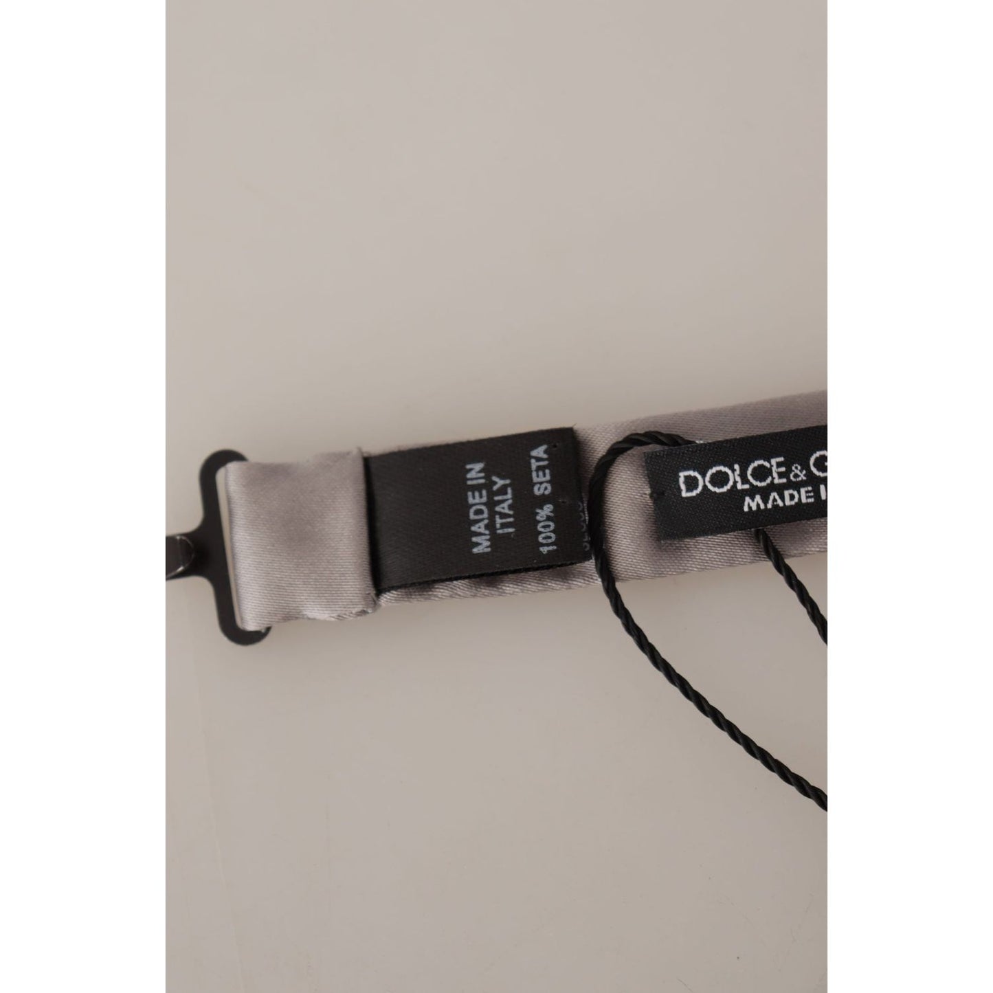 Dolce & Gabbana Silver 100% Silk Slim Adjustable Neck Papillon Tie Dolce & Gabbana