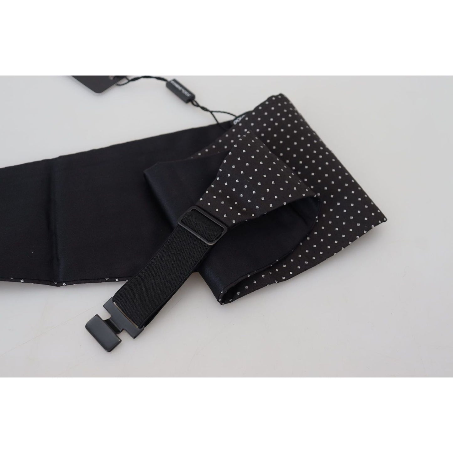 Dolce & Gabbana Black Polka Dot Wide Waist Men Belt Cummerband Dolce & Gabbana