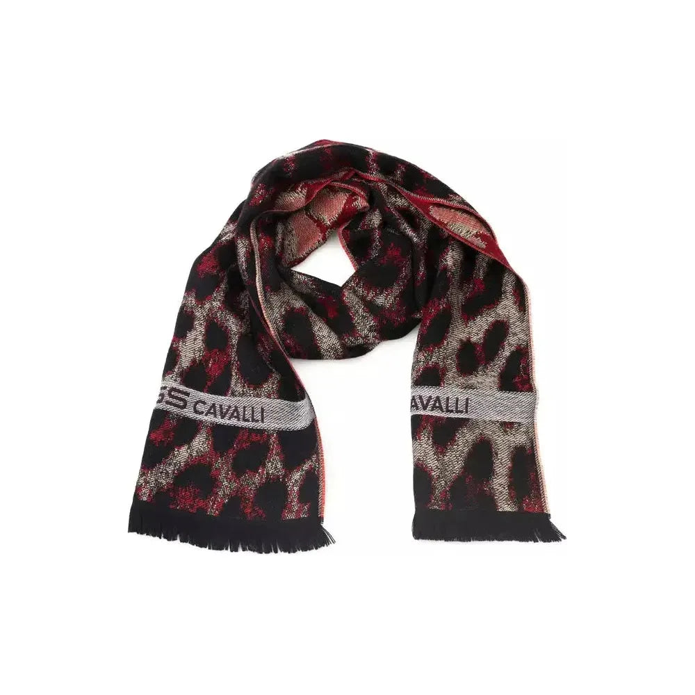 Cavalli Class Burgundy Wool Men Scarf Cavalli Class