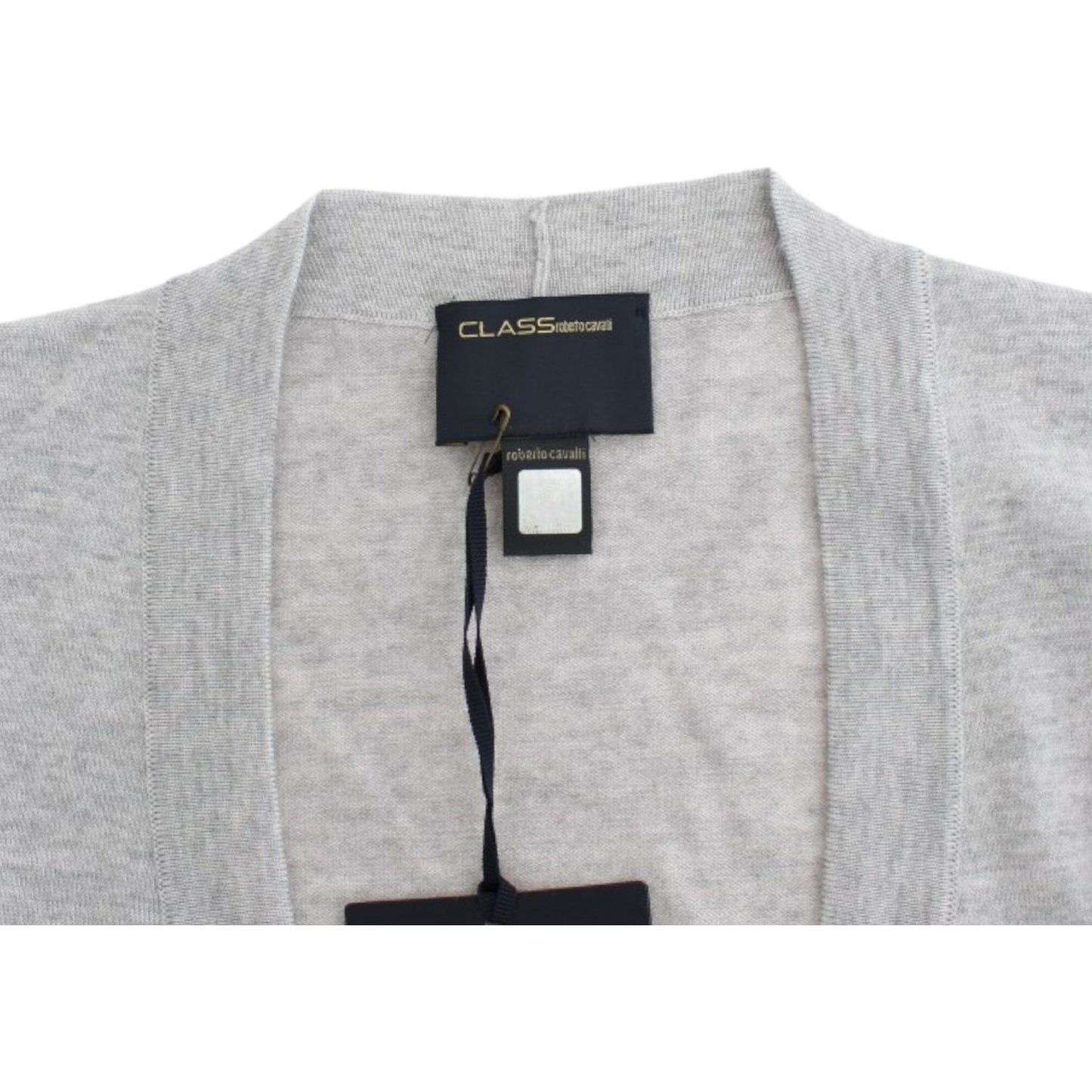 Cavalli Gray cropped wool cardigan Cavalli