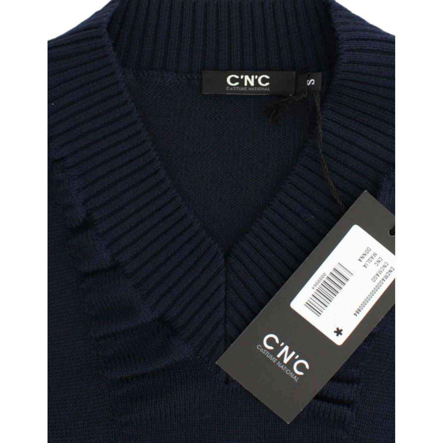 Costume National Dark blue V-neck wool sweater Costume National