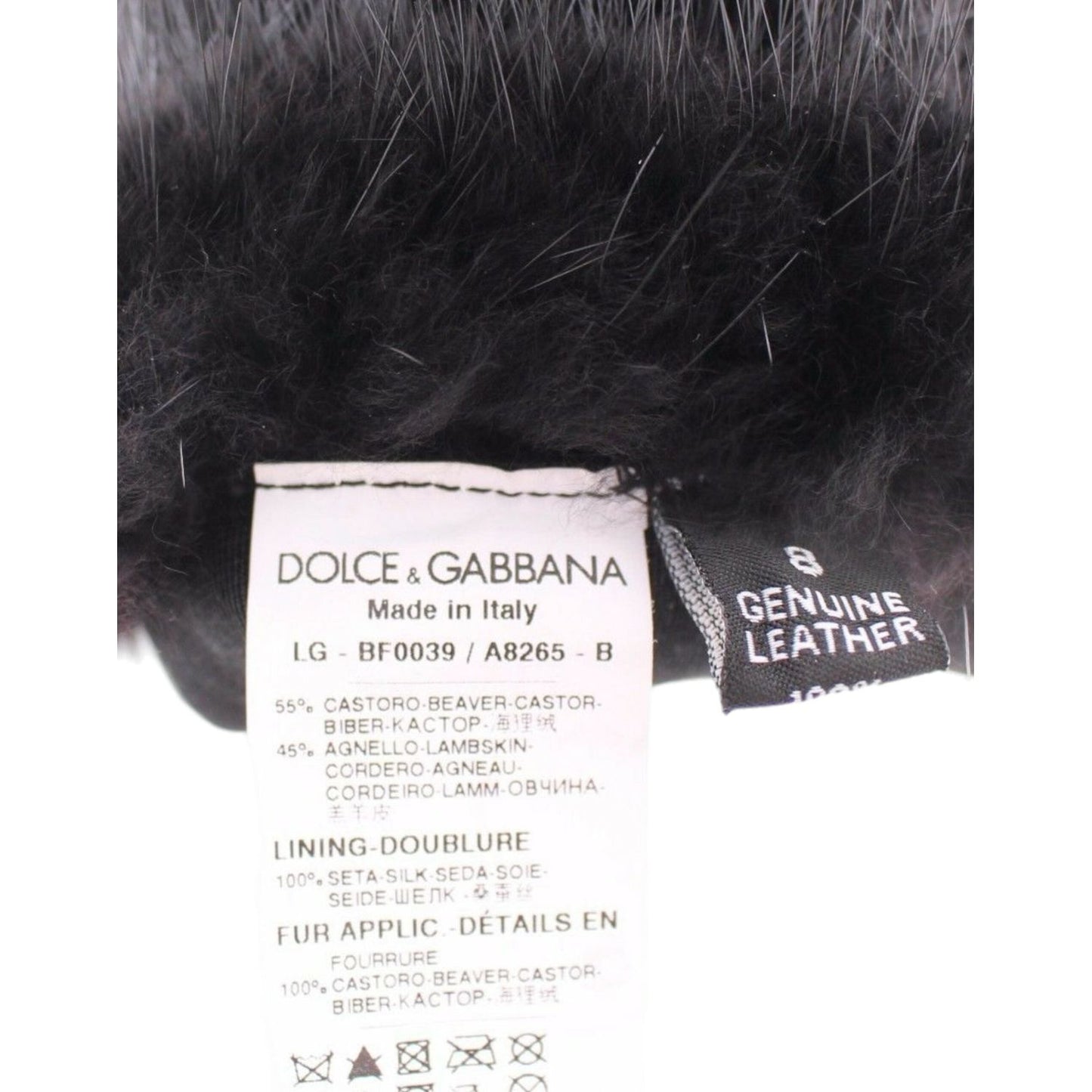 Dolce & Gabbana Black Beaver Fur Lambskin Leather Elbow Gloves Dolce & Gabbana