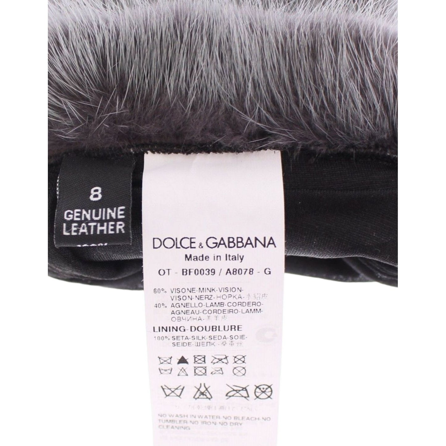 Dolce & Gabbana Gray Mink Fur Lambskin Suede Leather Gloves Dolce & Gabbana