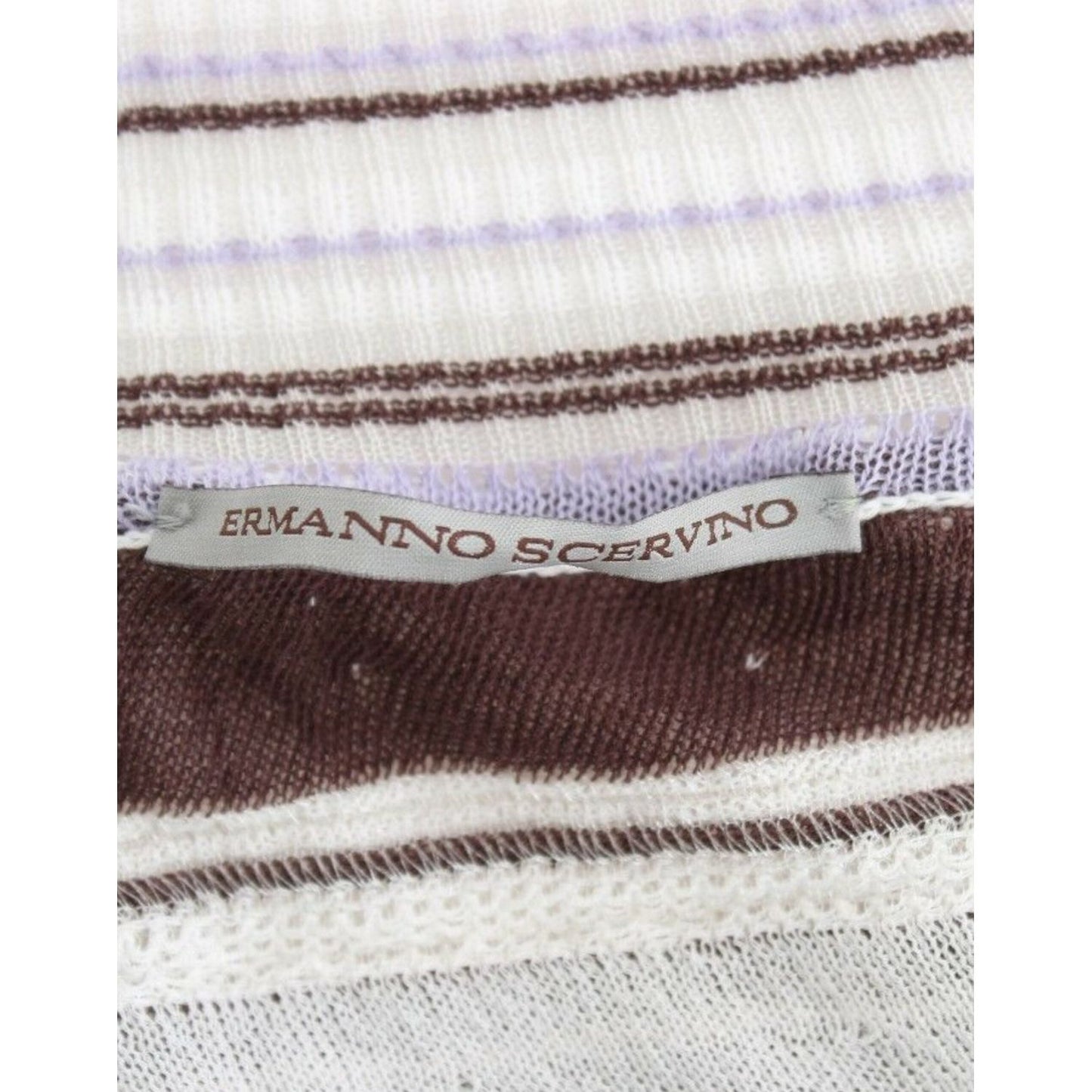 Ermanno Scervino Striped Lace V-Neck Short Sleeve Top Sweater Ermanno Scervino
