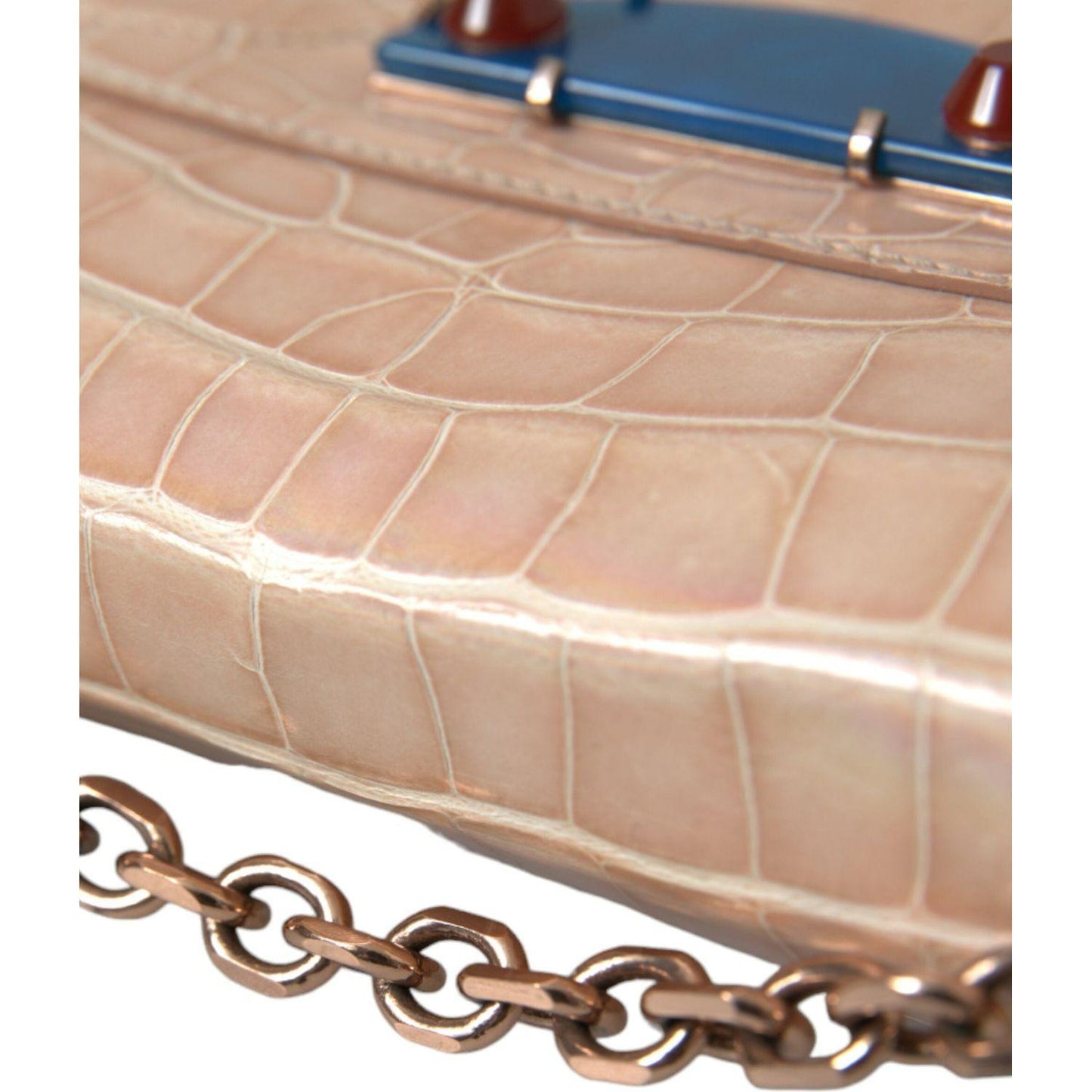 Balenciaga Beige Blue Agate Exotic Leather Gold Chain Purse Bag Balenciaga
