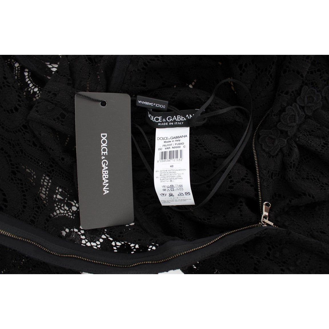 Dolce & Gabbana Black Ricamo Knitted Full Length Maxi Dress Dolce & Gabbana