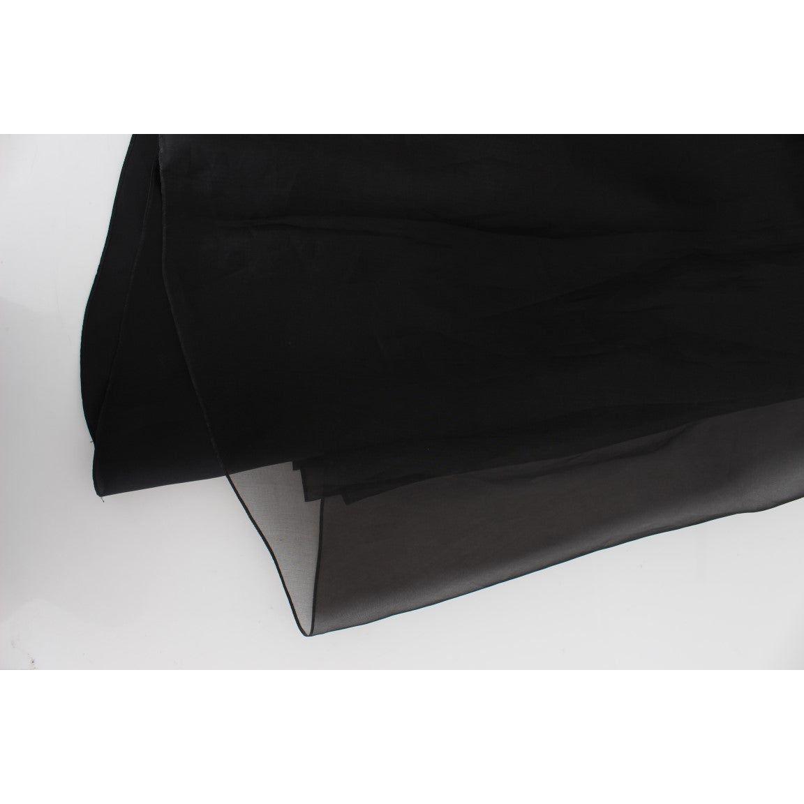 Dolce & Gabbana Black White Floral Silk Sheath Gown Dress Dolce & Gabbana