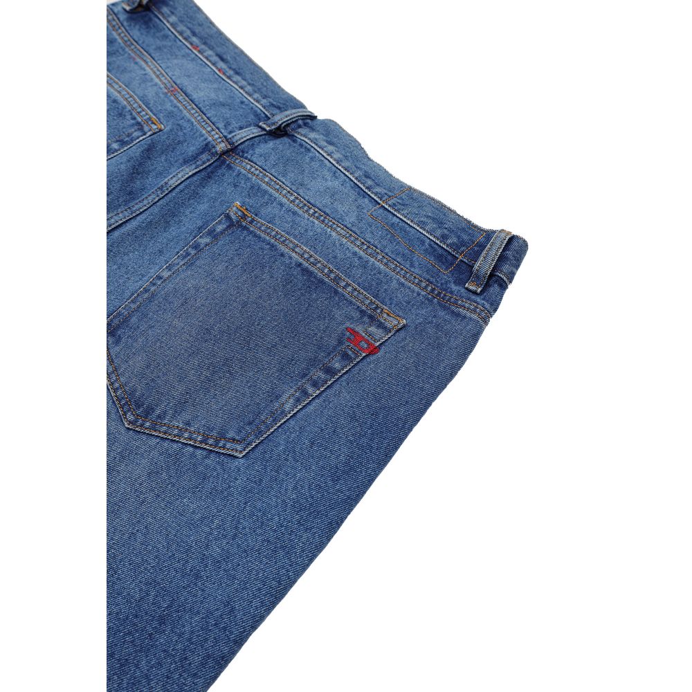 Diesel Blue Cotton Relaxed Fit Jeans