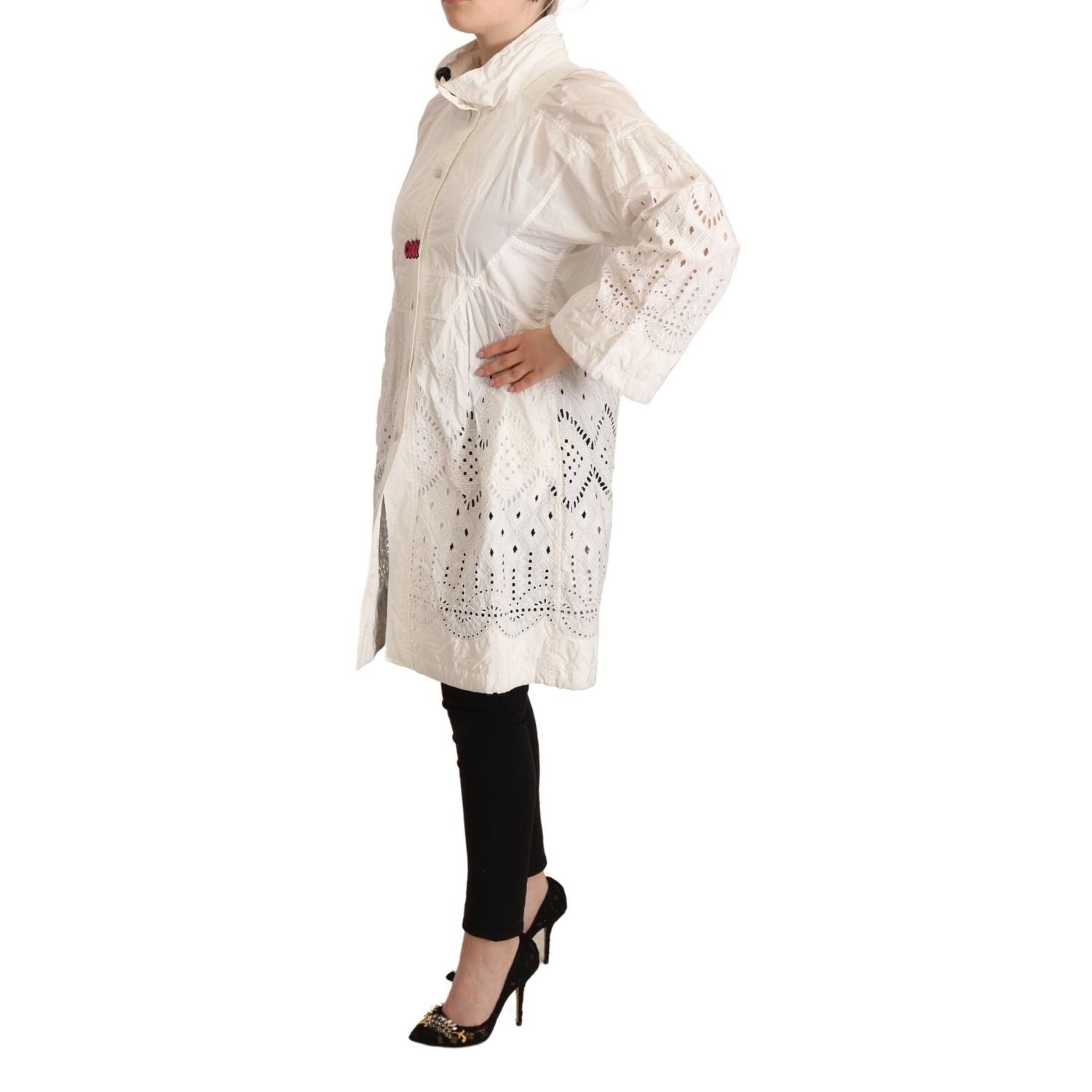 Ermanno Scervino Button Down White Long Sleeve Polyester Jacket