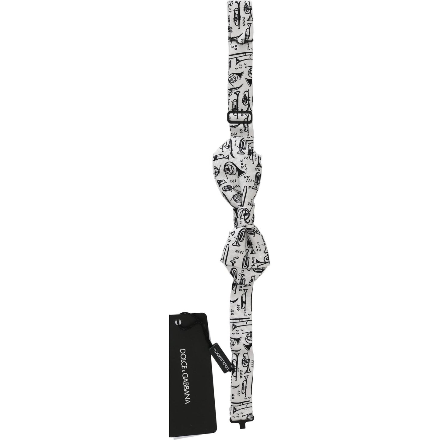 Dolce & Gabbana White Instruments Adjustable Neck Papillon Men Bow Tie 1728,67345645728,Accessories,Bowties - Ties and Formal Accessories - Accessories,Dolce & Gabbana,Material: 100% Silk,Men,Men - Accessories,New with tags,Ties & Bowties - Men - Accessor