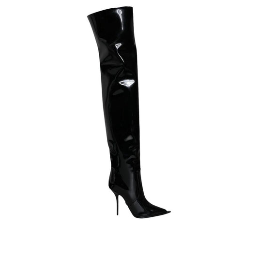 Dolce & Gabbana Black Leather Over The Knee