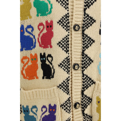 Valentino Multicolor Fleece Wool Cardigan