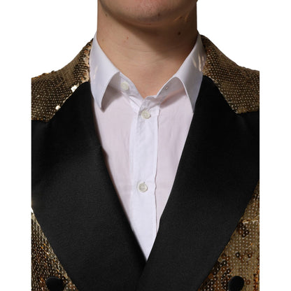 Dolce & Gabbana Gold Sequined Double Breasted Jacket Blazer