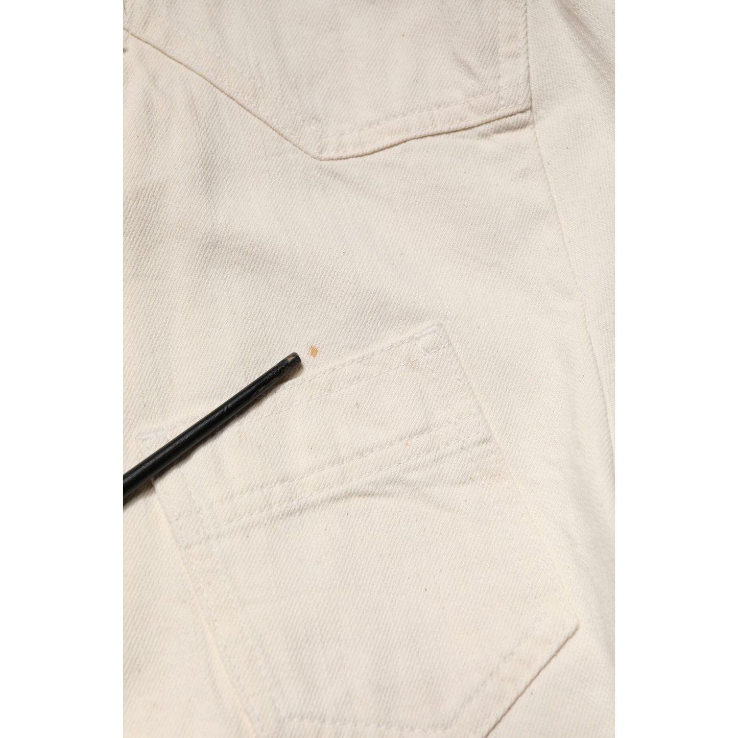 Dolce & Gabbana Off White Cotton Full Zip Denim Men Blouson Jacket