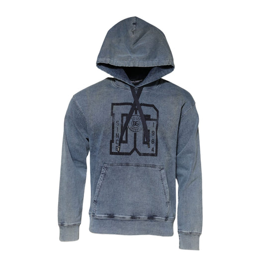 Dolce & Gabbana Blue Cotton Logo Hooded Sweatshirt Sweater 1728,67345645728,Blue,Clothing,Dolce & Gabbana,Hoodies - Sweaters - Clothing,IT48 | M,Material: 80%Cotton+20%Elastane,Men,Preowned / Defect,Sweaters - Clothing,Sweatshirts - Sweaters - Clothing