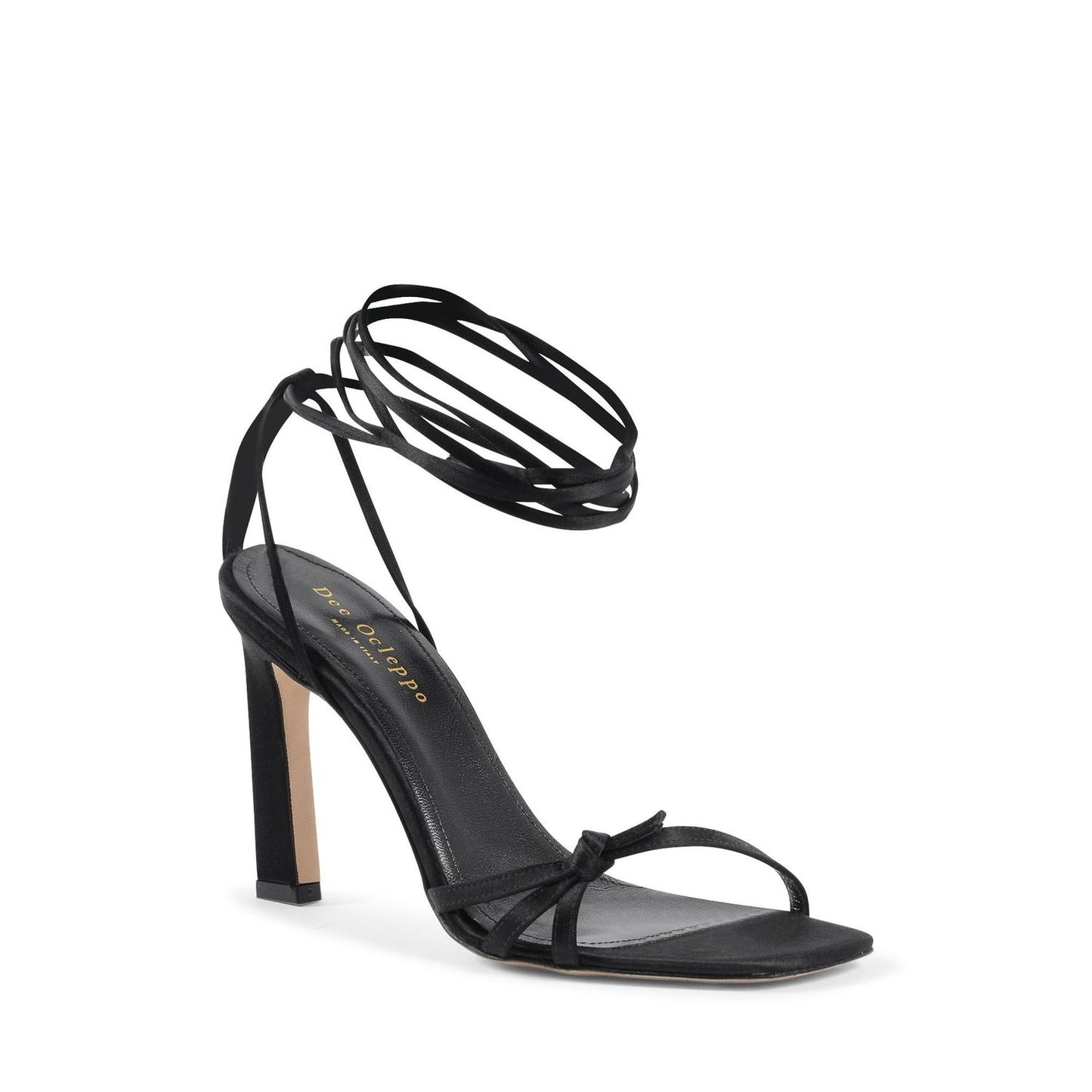 Dee Ocleppo Black Satin Strap-On Sandals