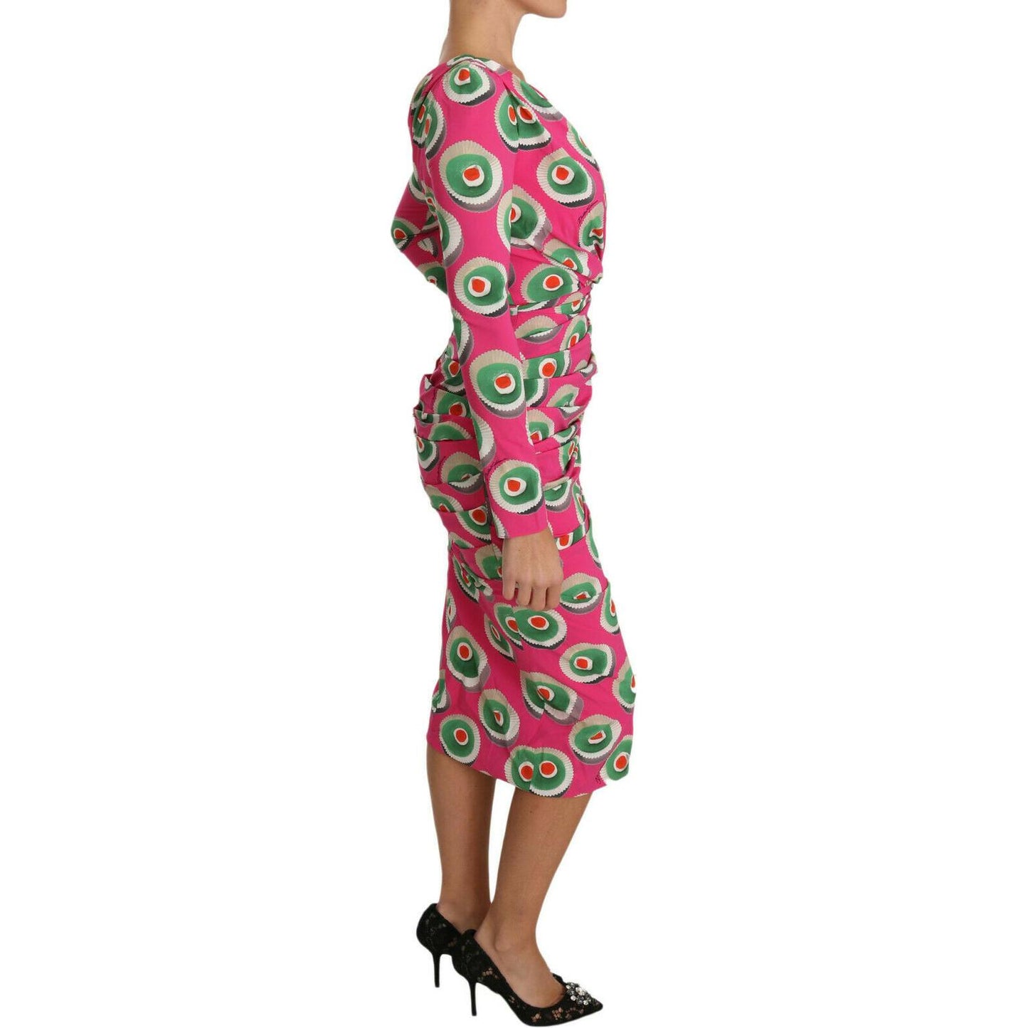 Dolce & Gabbana Pink Silk Cup Cake Sheath Stretch Dress