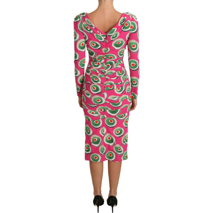 Dolce & Gabbana Pink Silk Cup Cake Sheath Stretch Dress