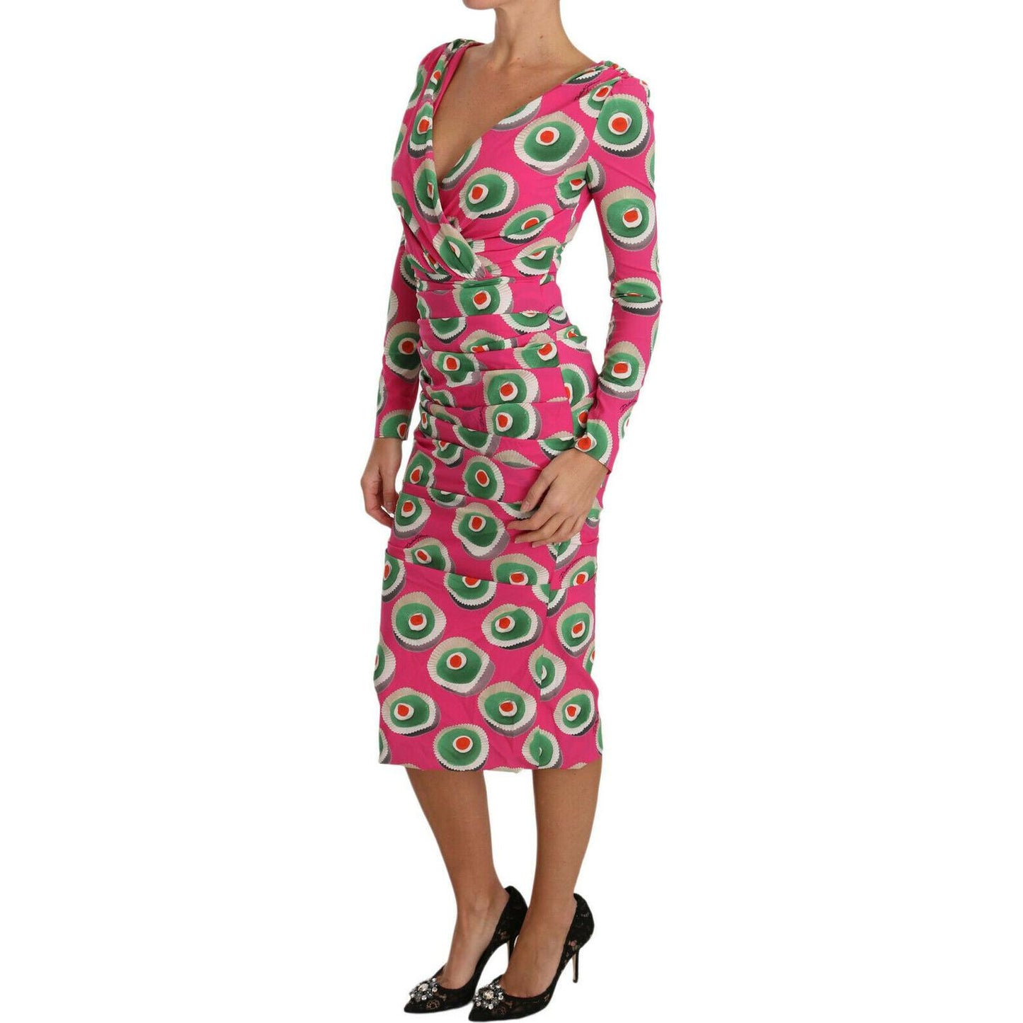 Dolce & Gabbana Pink Silk Cup Cake Sheath Stretch Dress