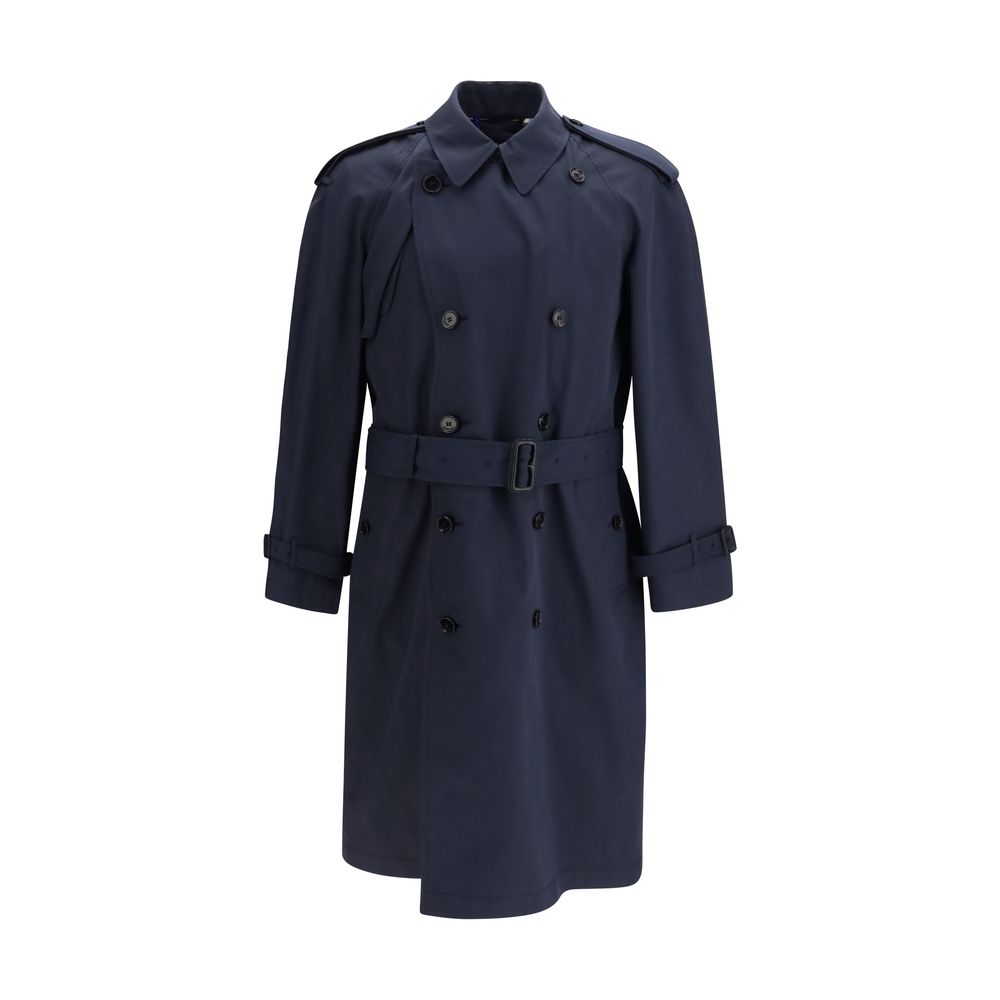Burberry Blue Polyester Trench Coat 1728,72470364320,Blue,Burberry,Clothing,IT48 | M,IT50 | L,IT52 | XL,Jackets & Coats - Clothing,Men,New with tags,Trench Coats - Jackets & Coats - Clothing