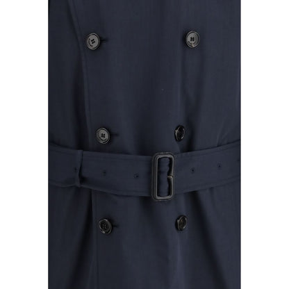 Burberry Blue Polyester Trench Coat 1728,72470364320,Blue,Burberry,Clothing,IT48 | M,IT50 | L,IT52 | XL,Jackets & Coats - Clothing,Men,New with tags,Trench Coats - Jackets & Coats - Clothing