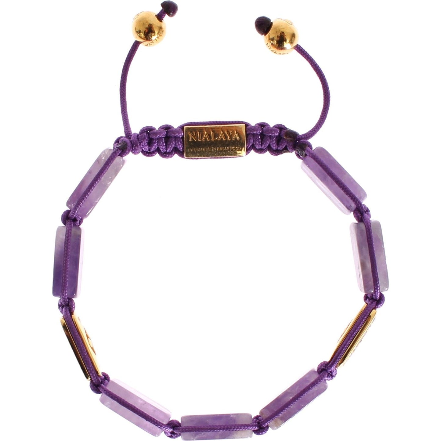 Nialaya CZ Amethyst 18K Gold 925 Bracelet Nialaya