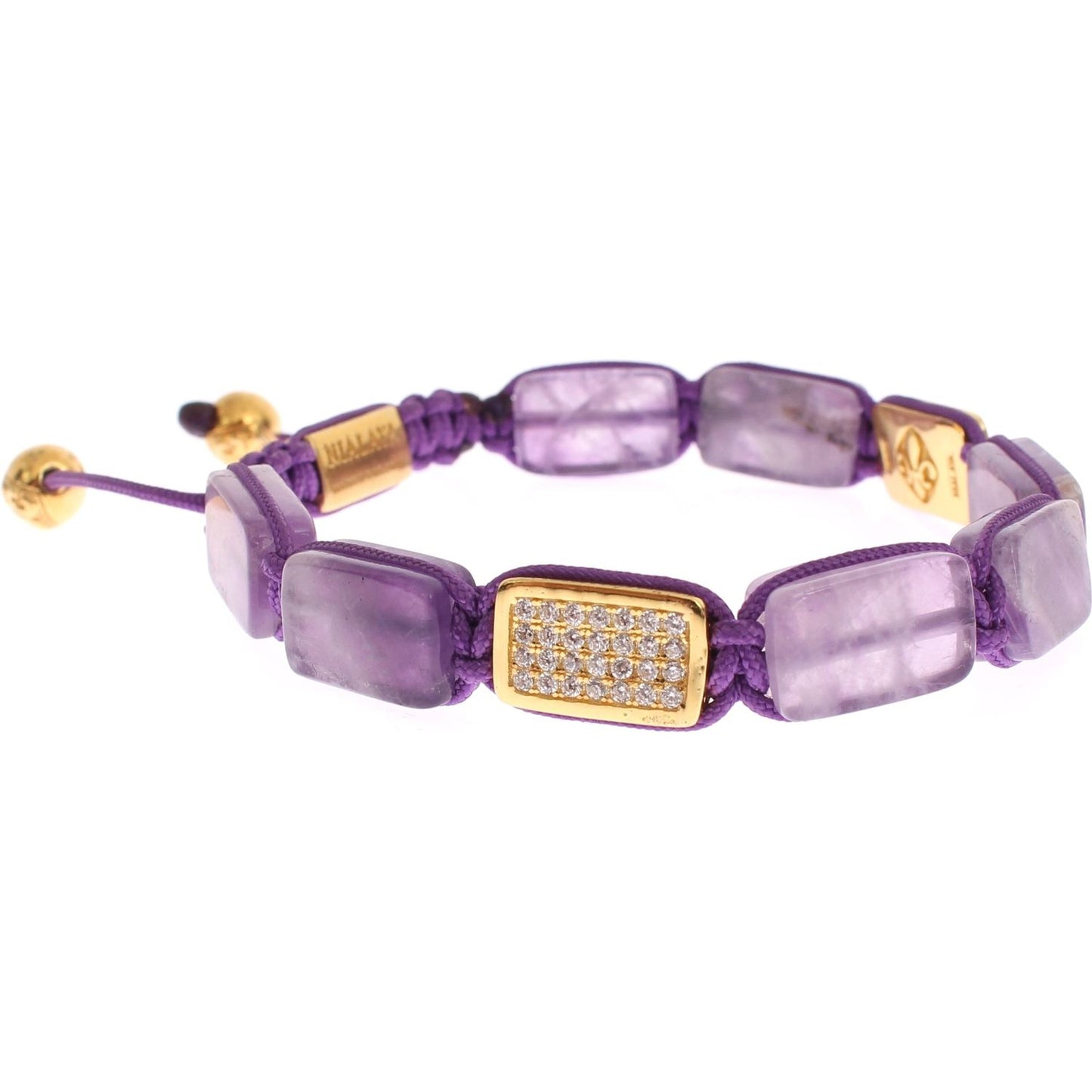 Nialaya CZ Amethyst 18K Gold 925 Bracelet Nialaya