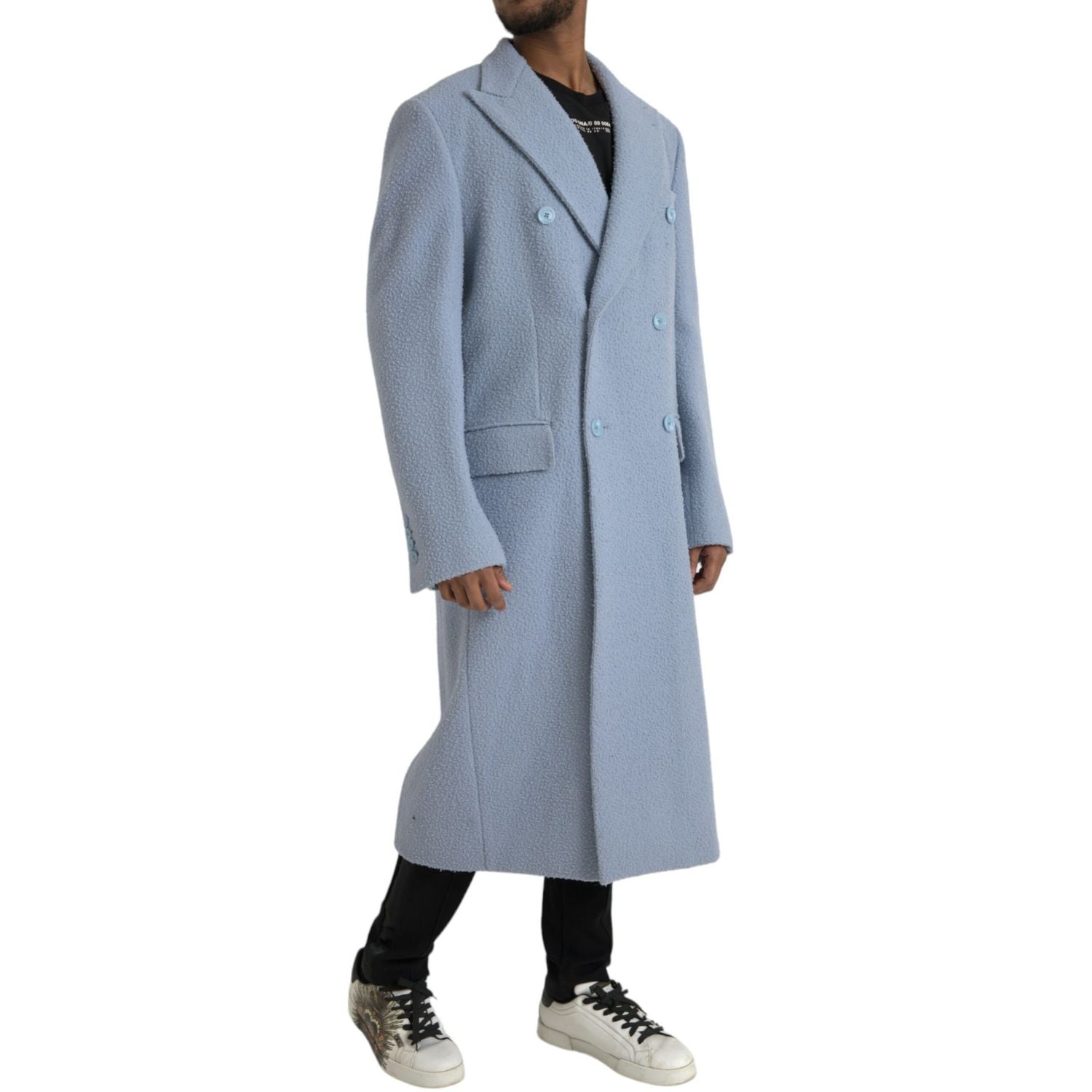 Dolce & Gabbana Blue Cashmere Trench Coat