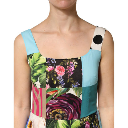 Dolce & Gabbana Multicolor Patchwork Silk Sleeveless Dress