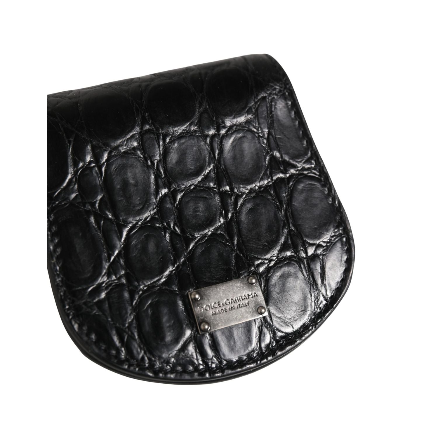 Dolce & Gabbana Black Exotic Skin Condom Case Holder Pocket Wallet