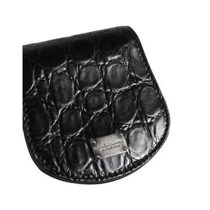 Dolce & Gabbana Black Exotic Skin Condom Case Holder Pocket Wallet