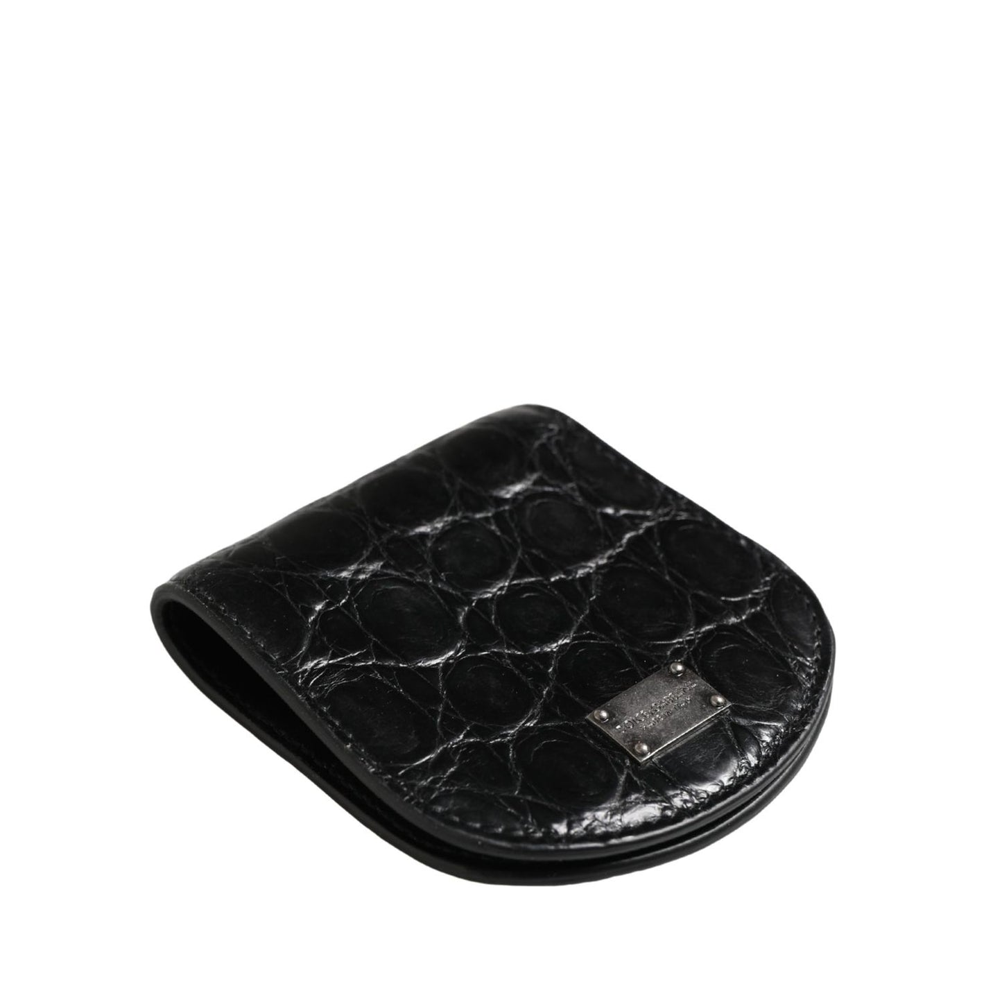 Dolce & Gabbana Black Exotic Skin Condom Case Holder Pocket Wallet