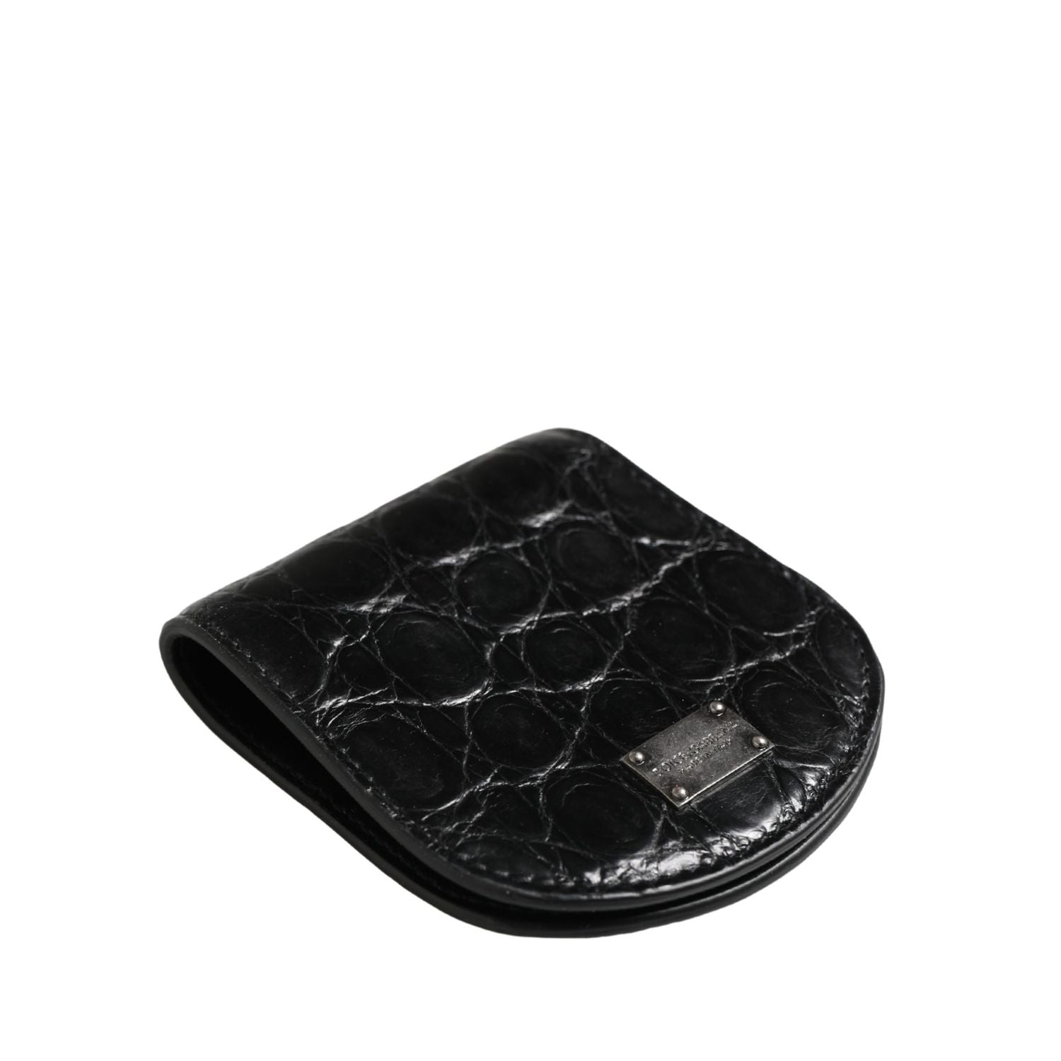 Dolce & Gabbana Black Exotic Skin Condom Case Holder Pocket Wallet
