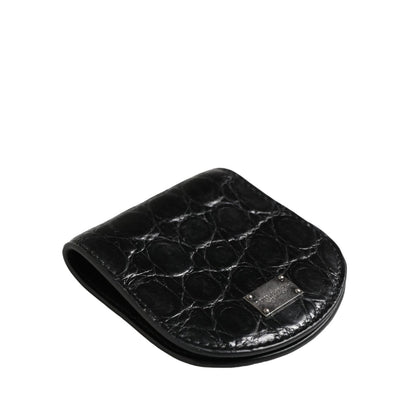 Dolce & Gabbana Black Exotic Skin Condom Case Holder Pocket Wallet