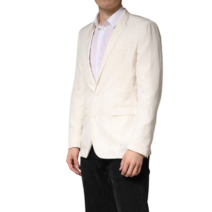 Dolce & Gabbana White Cotton Single Breasted Jacket Blazer