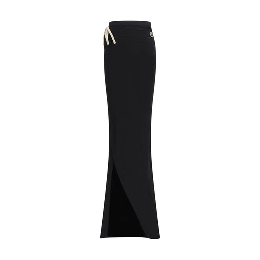 Moncler x Rick Owens Black Cotton Long Skirt 1728,72470364320,Black,Clothing,Long - Skirts - Clothing,M,Moncler x Rick Owens,New with tags,Skirts - Clothing,Women