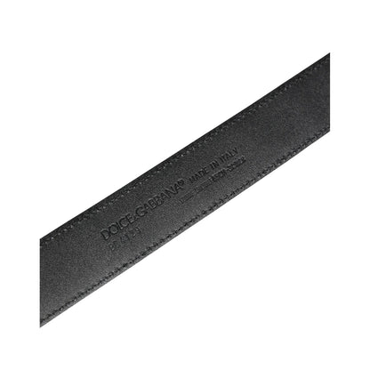 Dolce & Gabbana Men Black Exotic Leather Logo Buckle Belt