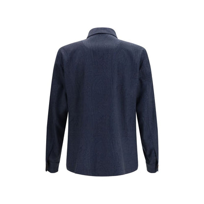 Etro Blue Wool Oves Aries Full-Length Jacket