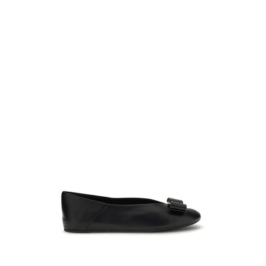 Ferragamo Black Calf Leather Bos Taurus Ballet Flats 1728,72470364320,Ballet Flats - Flats - Shoes,Black,EU35.5/US5.5,EU36.5/US6.5,EU36/US6,EU37.5/US7.5,EU37/US7,EU38.5/US8.5,EU38/US8,EU39.5/US9.5,Ferragamo,Flats - Shoes,New with tags,Shoes,Women