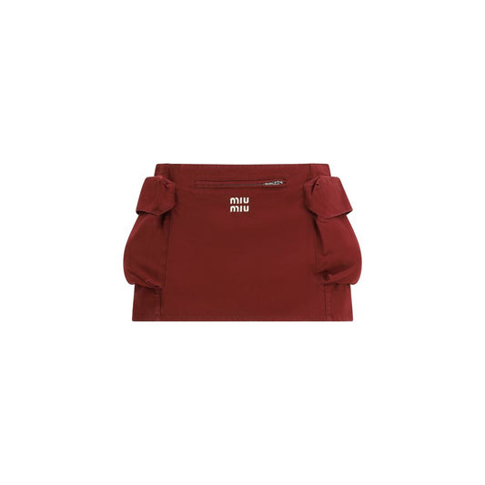 Miu Miu Bordeaux Cotton Mini Skirt 1728,72470364320,Bordeaux,Clothing,IT42 | L,Mini - Skirts - Clothing,Miu Miu,New with tags,Skirts - Clothing,Women