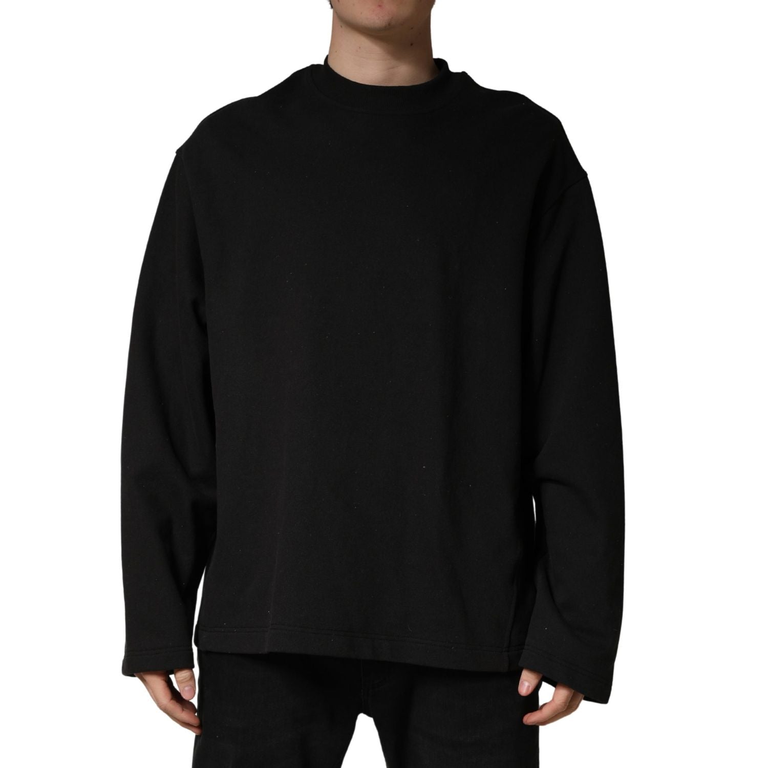 Dolce & Gabbana Black Cotton Crew Neck Sweatshirt  Sweater